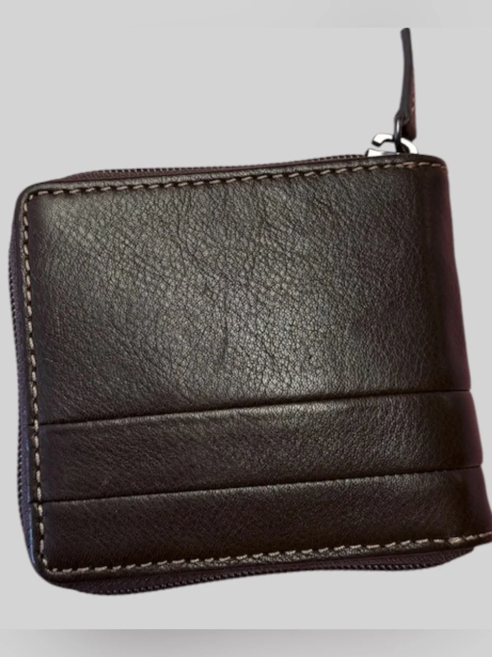 Fossil Men's Dark Brown Zip-Around Leather Wallet